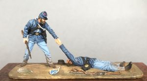 S2KW5434 - Union Sgt. Pulling wounded soldier out of line 1861-65